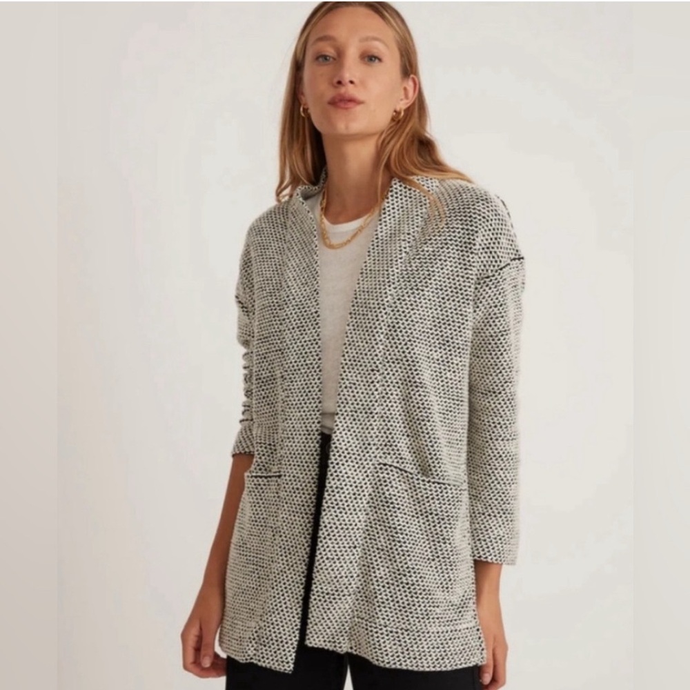 Marine Layer Black and White Textured Cardigan
